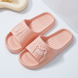 Cute Bear Men Slippers Thick Platform Sandals Women Summer 2023 Home Slippers Indoor Soft Sole Flip Flops Couple No-Slip Slipper