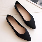 2023 Women Pointed Toe Shallow Flat Shoes Mesh Loafers Soft Bottom Ballet Flats Classic Moccasins Knit Dress Shoes Ballerina