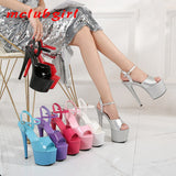 Mclubgirl Women Sexy Show Sandals 13 15 17 CM High Heels Sexy Platform Color Sandals Girls Shoe for Party Club Drop Sale LFD