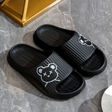 Cute Bear Men Slippers Thick Platform Sandals Women Summer 2023 Home Slippers Indoor Soft Sole Flip Flops Couple No-Slip Slipper