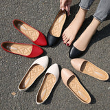 Spring Autumn Woman Flats Pointed Toe Slip On Flat Shoes Ladies Ballet Flats Boat Shoes Fashion Plus Size 36-42 43 46