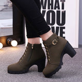 Heeled Ankle Boots for Women Autumn Winter 2021 Fashion Woman High Heel Shoes Female Brown Short Leather Booties Botines Mujer