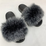 Faux Fur Slippers Women Home Fluffy Flat Slides Winter Comfort Furry House Sweet Shoes Female Slipper Indoor Flip Flops