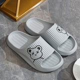 Cute Bear Men Slippers Thick Platform Sandals Women Summer 2023 Home Slippers Indoor Soft Sole Flip Flops Couple No-Slip Slipper