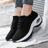 Women's Walking Shoes Lace-on Sock Sneakers Ladies Nursing Work Barefoot Feel Air Cushion Mesh Pink Casual Running Shoes