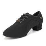 HROYL Latin Ballroom Dance Shoes for Women Lace-up Practice Closed Toe Modern Salsa Dance Teaching Performance Dancing Shoes