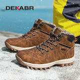 DEKABR Non-slip Winter Plush Warm Men Boots Waterproof Leather Men Snow Boots Working Men Ankle Boots High Top Men Shoes 39~48