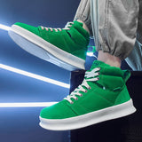 New Fashion Men High top Canvas Shoes Harajuku Style Green Sneakers Men Classic Skateboard Shoes Men Casual Platform Sneakers