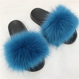 Faux Fur Slippers Women Home Fluffy Flat Slides Winter Comfort Furry House Sweet Shoes Female Slipper Indoor Flip Flops