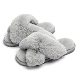 Winter Women Home Indoor Casual Fuzzy Slippers Female Flip Flops Fluffy Shoes Cross Slides Ladies Soft Plush Slippers