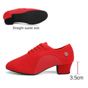 HROYL Latin Ballroom Dance Shoes for Women Lace-up Practice Closed Toe Modern Salsa Dance Teaching Performance Dancing Shoes