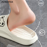 Cute Bear Men Slippers Thick Platform Sandals Women Summer 2023 Home Slippers Indoor Soft Sole Flip Flops Couple No-Slip Slipper