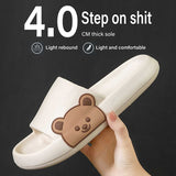 Slippers Women Summer Flip Flop Cute Cartoon Bear Shoes For Woman Indoor Outdoor Soft Thick Platform Beach Sandals Couple Slides