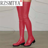 Autumn 2022 Women&#39;s Over-the-knee Boots Side Zipper Skinny Red Sexy Nightclub Boots