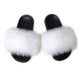 Faux Fur Slippers Women Home Fluffy Flat Slides Winter Comfort Furry House Sweet Shoes Female Slipper Indoor Flip Flops