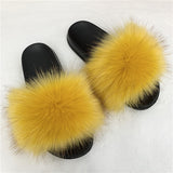 Faux Fur Slippers Women Home Fluffy Flat Slides Winter Comfort Furry House Sweet Shoes Female Slipper Indoor Flip Flops