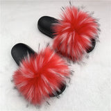 Faux Fur Slippers Women Home Fluffy Flat Slides Winter Comfort Furry House Sweet Shoes Female Slipper Indoor Flip Flops