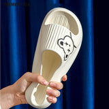 Cute Bear Men Slippers Thick Platform Sandals Women Summer 2023 Home Slippers Indoor Soft Sole Flip Flops Couple No-Slip Slipper