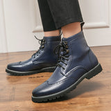 Brogue Boots High Top Microfiber Leather Men Casual Shoes Size 38-48