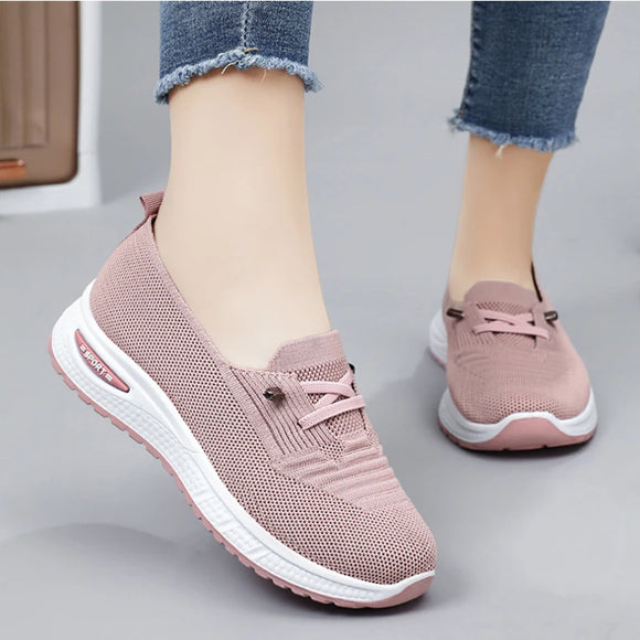 Women Casual Shoes Fashion Breathable Walking Mesh Flat Shoes Sneakers Women 2024 Gym Vulcanized Shoes Pink Female Footwear