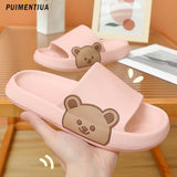 Slippers Women Summer Flip Flop Cute Cartoon Bear Shoes For Woman Indoor Outdoor Soft Thick Platform Beach Sandals Couple Slides