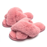 Winter Women Home Indoor Casual Fuzzy Slippers Female Flip Flops Fluffy Shoes Cross Slides Ladies Soft Plush Slippers