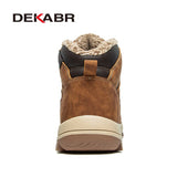 DEKABR Non-slip Winter Plush Warm Men Boots Waterproof Leather Men Snow Boots Working Men Ankle Boots High Top Men Shoes 39~48