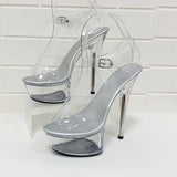 LTARTA 34-43 Sexy Super High Heels 15CM Stiletto Waterproof Platform Sandals Transparent Crystal Wedding Shoes LFD-190-1