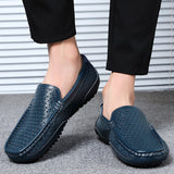 Men Casual Shoes Luxury Brand Summer Genuine Leather Mens Loafers Moccasins Hollow Out Breathable Slip on Driving Shoes BTMOTTZ