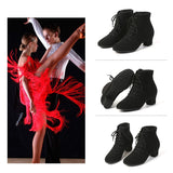 DKZSYIM New Women Ballroom Latin Dance Shoes Jazz Modern Dance Shoes Lace Up Dancing Boots Red Black Sports Dancing Sneakers