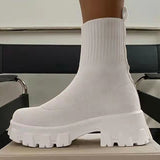 Women Boots 2022 Platform Boots For Autumn Winter Shoes Slip On Platform Shoes Women Ankle Boots White Heels Short Botas Mujer