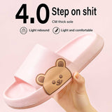 Slippers Women Summer Flip Flop Cute Cartoon Bear Shoes For Woman Indoor Outdoor Soft Thick Platform Beach Sandals Couple Slides