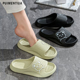 Cute Bear Men Slippers Thick Platform Sandals Women Summer 2023 Home Slippers Indoor Soft Sole Flip Flops Couple No-Slip Slipper