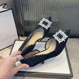 Women's Sandals 2022 High Heels Casual Summer Fashion Transparent Rhinestone Pointed PVC Large Sexy Pumps Luxury Shoes For Women