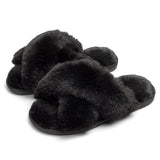 Winter Women Home Indoor Casual Fuzzy Slippers Female Flip Flops Fluffy Shoes Cross Slides Ladies Soft Plush Slippers