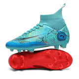 High Ankle Football Boots for Men Comfortable Soccer Shoes Cleats Indoor Sports Training Printed Sneakers Adult Kids Soccer Boot