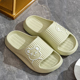 Cute Bear Men Slippers Thick Platform Sandals Women Summer 2023 Home Slippers Indoor Soft Sole Flip Flops Couple No-Slip Slipper