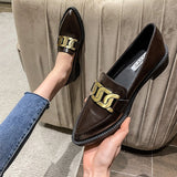 2022 Retro Bowknot Oxfords Woman Flats Slip On Thick Heels Loafers British Pointed Toe Small Leather Shoes Women Plus Size 40/42