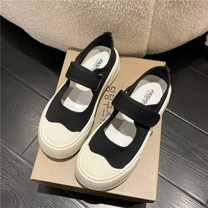 New Thick-soled Women's Shoes Canvas Loafers Women's Design Sense Sneakers Slip-on Flat-bottom Casual Platform Shoes