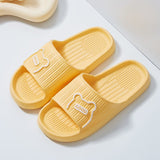 Cute Bear Men Slippers Thick Platform Sandals Women Summer 2023 Home Slippers Indoor Soft Sole Flip Flops Couple No-Slip Slipper