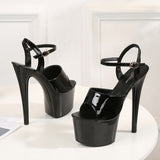 Women Shoes 11 13 15 17 20cm Heel Black Beige Sexy Super High Pole Dance Party High Heels Sandals Platform Wedding LFD