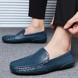 Men Casual Shoes Luxury Brand Summer Genuine Leather Mens Loafers Moccasins Hollow Out Breathable Slip on Driving Shoes BTMOTTZ