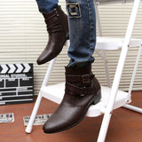 2021 New Men Boots Outdoor Retro Cool Motorcycle Cowboy Male Boots Fashion Pointed Toe Faux Leather Slip-On Men Boots Size 39-47