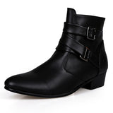 2021 New Men Boots Outdoor Retro Cool Motorcycle Cowboy Male Boots Fashion Pointed Toe Faux Leather Slip-On Men Boots Size 39-47