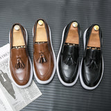 Men Leather Dress Shoes Design Brand Shoes Classic Tassel Brogue Mans Footwear Formal Shoes Bullock Shoes Zapatillas Hombre