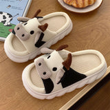 2022 Women&#39;s Slippers Summer Four Seasons Indoor Home Sandals and Slippers Cute Cartoon Milk Cow House Slippers Funny Shoes