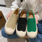 New Thick-soled Women's Shoes Canvas Loafers Women's Design Sense Sneakers Slip-on Flat-bottom Casual Platform Shoes