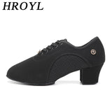 HROYL Latin Ballroom Dance Shoes for Women Lace-up Practice Closed Toe Modern Salsa Dance Teaching Performance Dancing Shoes