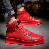 Autumn Men Ankle Boots High-cut Solid Sneakers Lace-up Motorcycle Boots Platform Skateboard Sport Trainers Shoes Nightclub Shoes