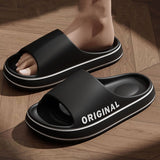 Men Thick Sole Summer Beach Slides Women Bathroom Anti-Slip Slipper Soft Sandals Fashion Flip-Flops Ultra-Light Letter Shoes